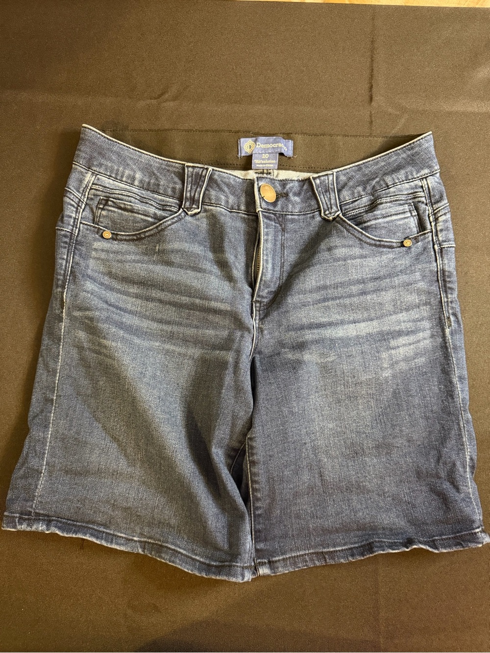 Democracy Ab Solution Denim Bermuda Shorts Women’s 10 Dark Wash Stretch
